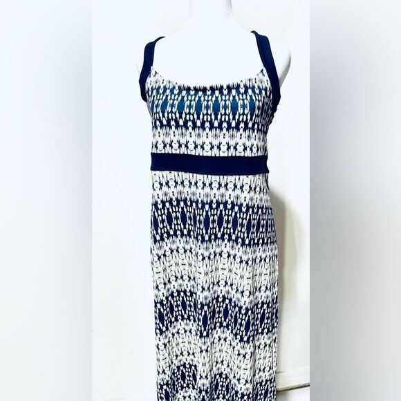 Eddie Bauer maxi dress cross back navy blue summer casual outdoors women’s M - Picture 2 of 9